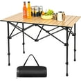 thumbnail image 1 of Camping Table Folding Camp Table Roll Up Surface Lightweight, Collapsible Height Adjustable Suitable for Picnic Adults with Carry Bag for Indoor Outdoor BBQ Picnic Gathering Patio, 1 of 9