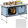 thumbnail image 1 of Camping Table, Folding Camping Table with Storage, Lightweight & Portable, 3 Heights Adjustable Folding Table for BBQ, Camping, Picnic and Indoor Use, Sky Blue, 1 of 14