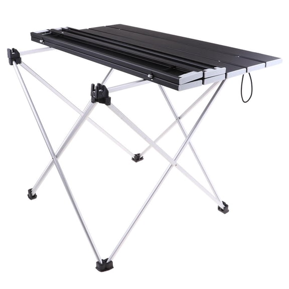 Camping Table Folding Portable Outdoor Foldable Desk for Backyard Fishing with Drawstring Carrier Black 56.5x40.5x41cm