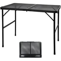 Camping Table with Mesh Desktop, Lightweight & Portable Folding Grill Table, Height Adjustable Metal Outdoor Table for Camp, Cooking, BBQ, RV, Picnic-3 FT Black