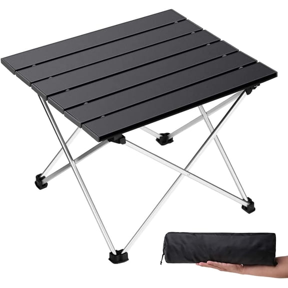 Spanspace Portable Camping Table Foldable, Ultralight Small Folding Beach Table with Carry Bag for Outdoor Travel, Beach, Camp, Picnic, BBQ, Cooking, Festival, Boat, Home Use (Black)