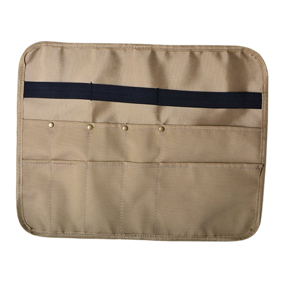 Camping Tableware Storage Bag Picnic Cutlery Organizer Cooking Utensils Hanging Bag (Square, Khaki)