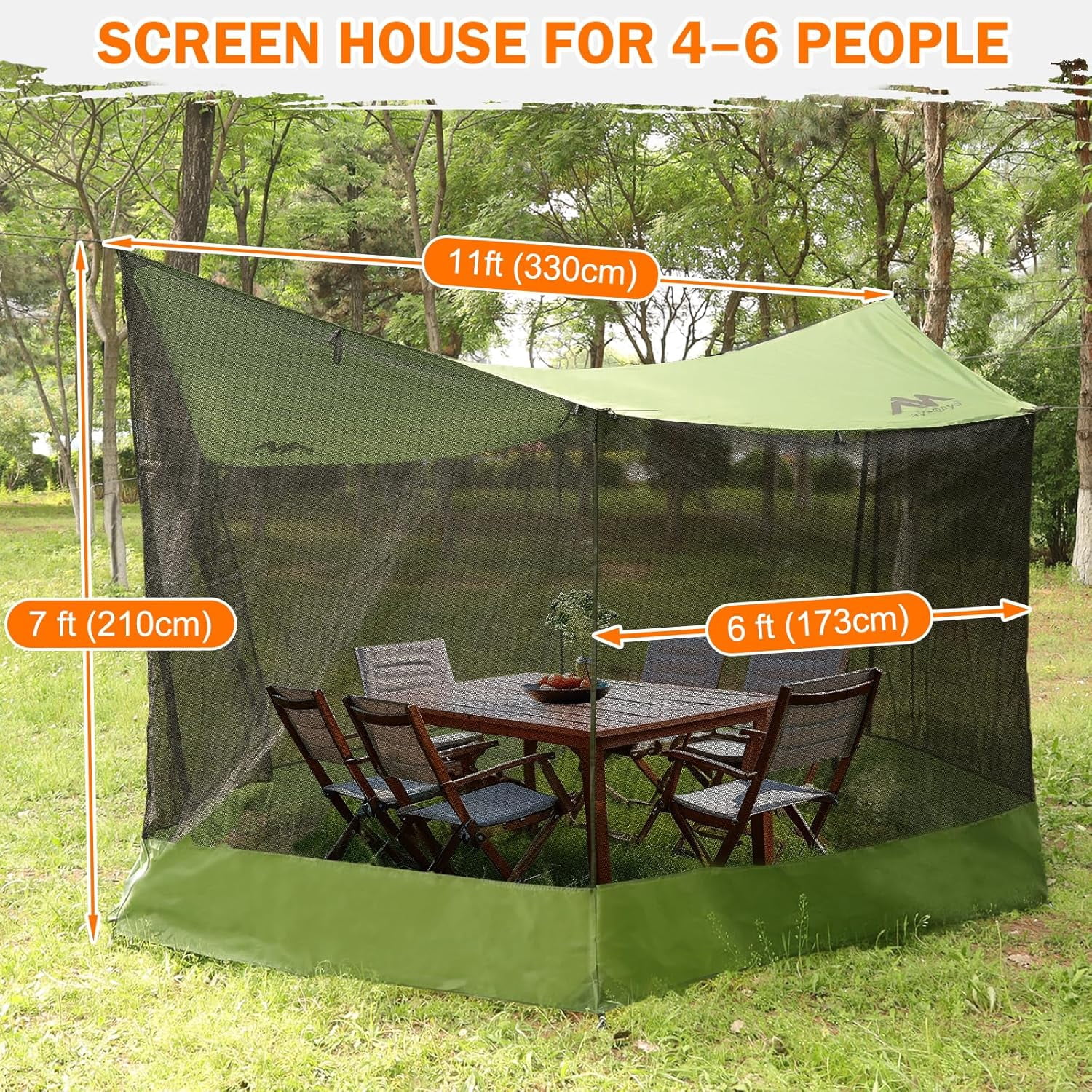 Backpack Netting Camping Tarp with Mosquito Net, Large Size 18 x 11 FT Screen House for ...
