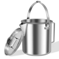Camping Tea Kettle 1.2L Stainless Steel Coffee Pot with Lid and Double Handles Outdoors Portable Water Pot Reusable Hanging Water Pot for Camping Hiking Picnic Backpacking