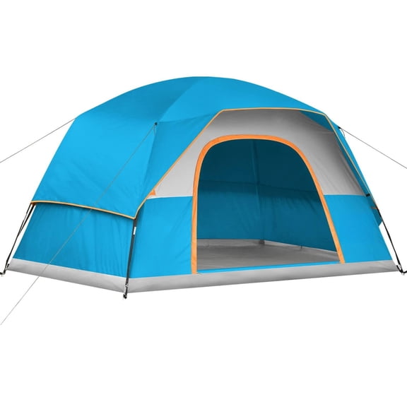 Camping Tent 2/4/6 Person Waterproof Windproof Double Layer Dome Easy Setup With Large Mesh Windows & Wide Door For Outdoor Backyard