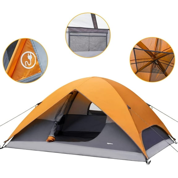 Camping Tent, 3-Season Dome Design with Rainfly