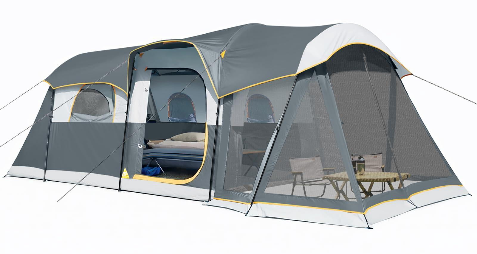 Camping Tent 8 Person Waterproof Big Tunnel With Screen Porch
