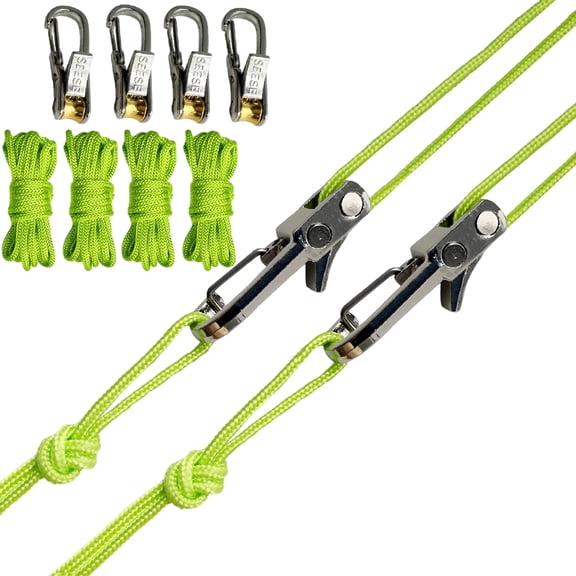Camping Tent Accessories, Heavy Duty Paracord Tie Down, Adjustable Straps with Clips, Heavy Duty Carabiner Clips, 2X1 Inch 6 Carabiner 6 Rope Set, Adjustable Rolling Locking Guy
