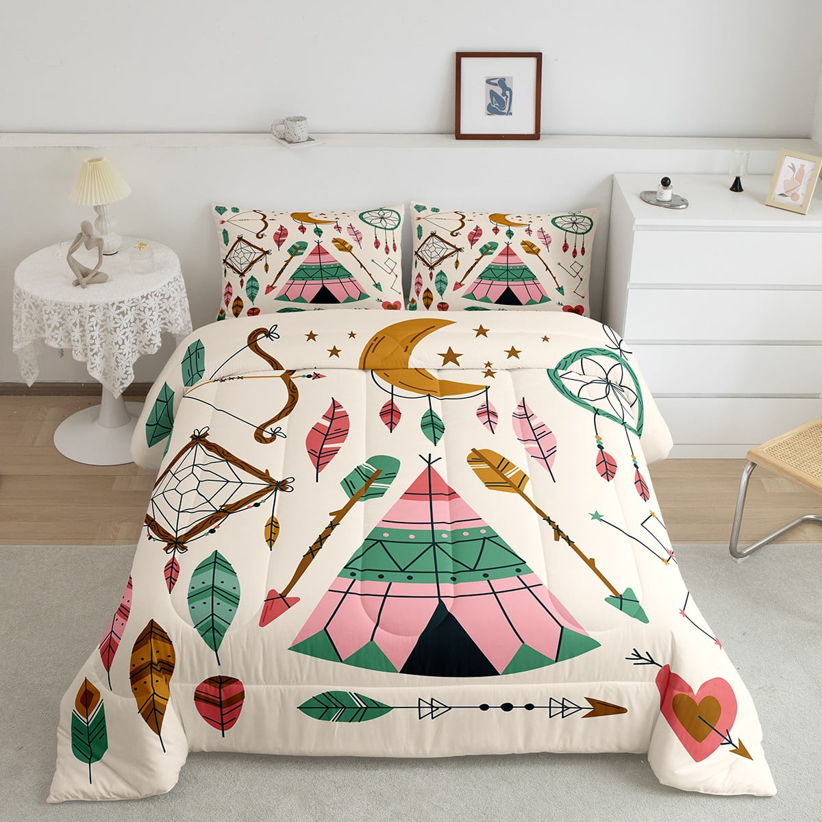 Camping Tent Bedding Set Ethnic Tribe Feather Arrow Quilt,Indian Tent