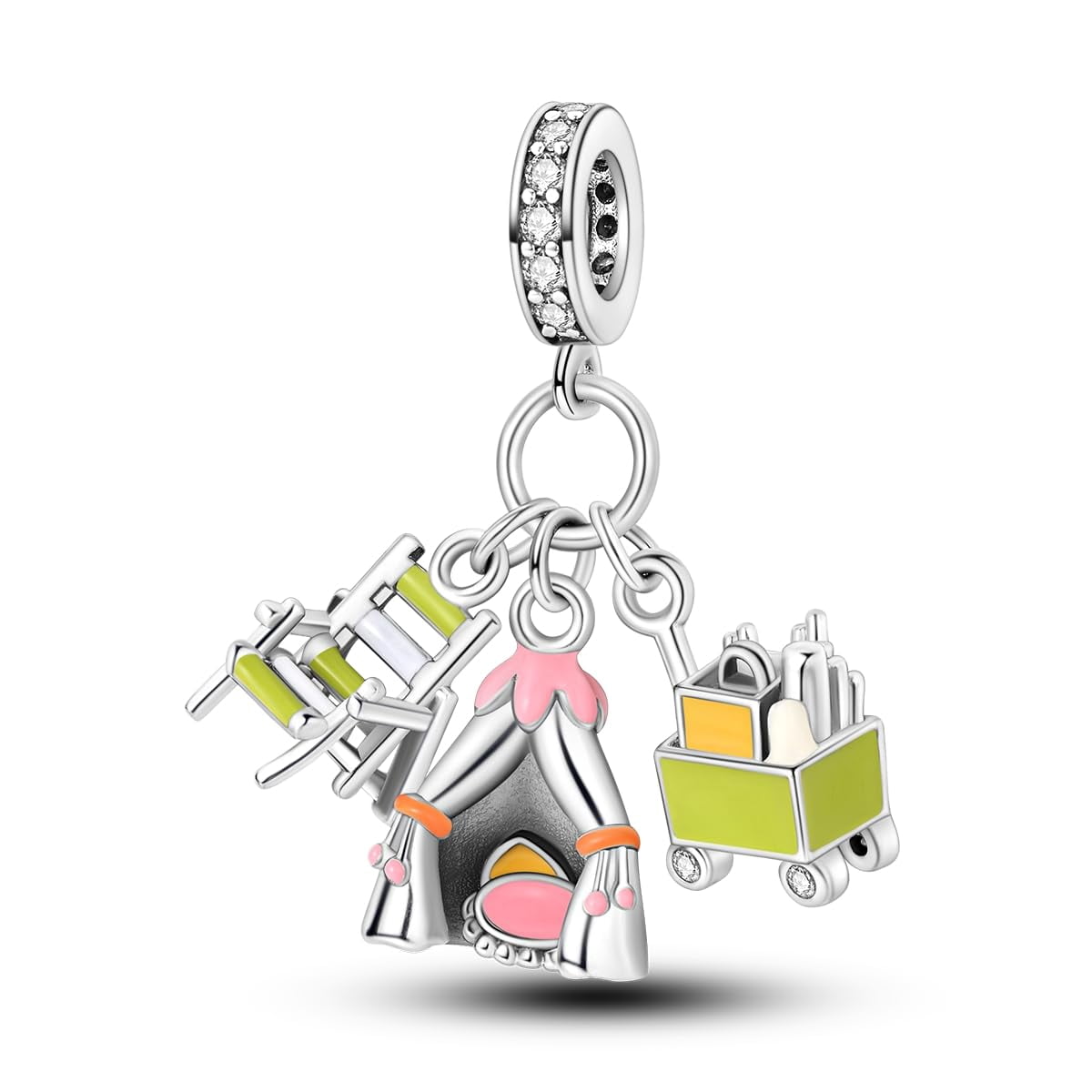 Camping Tent Chair Wagon Travel Charms for Bracelets Necklaces Sterling Silver, Dijes para Pulseras Bisuteria Pendants Beads DIY Charm Jewelry Gifts for Women and Girls|Sterling Silver Camping Tent C