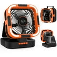 thumbnail image 1 of Solar Fan, 10000mAh Rechargeable Camping Fan Battery Portable Fans with LED Light, 6 Speeds Powerful Wind and 6H Timer Oscillating Tent Fan for Picnic, Fishing, 1 of 8