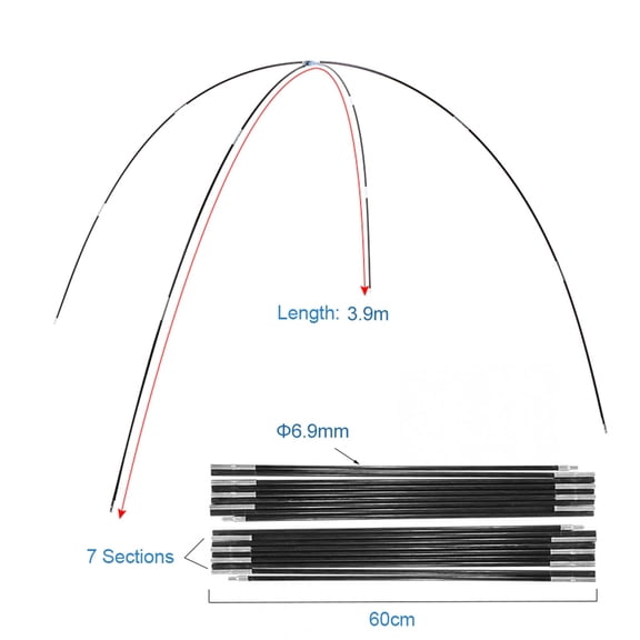 Camping Tent Rod Fiberglass Pole Convenient To Carry Embedded Connection Designed Lightweight Not Easy To Collapse