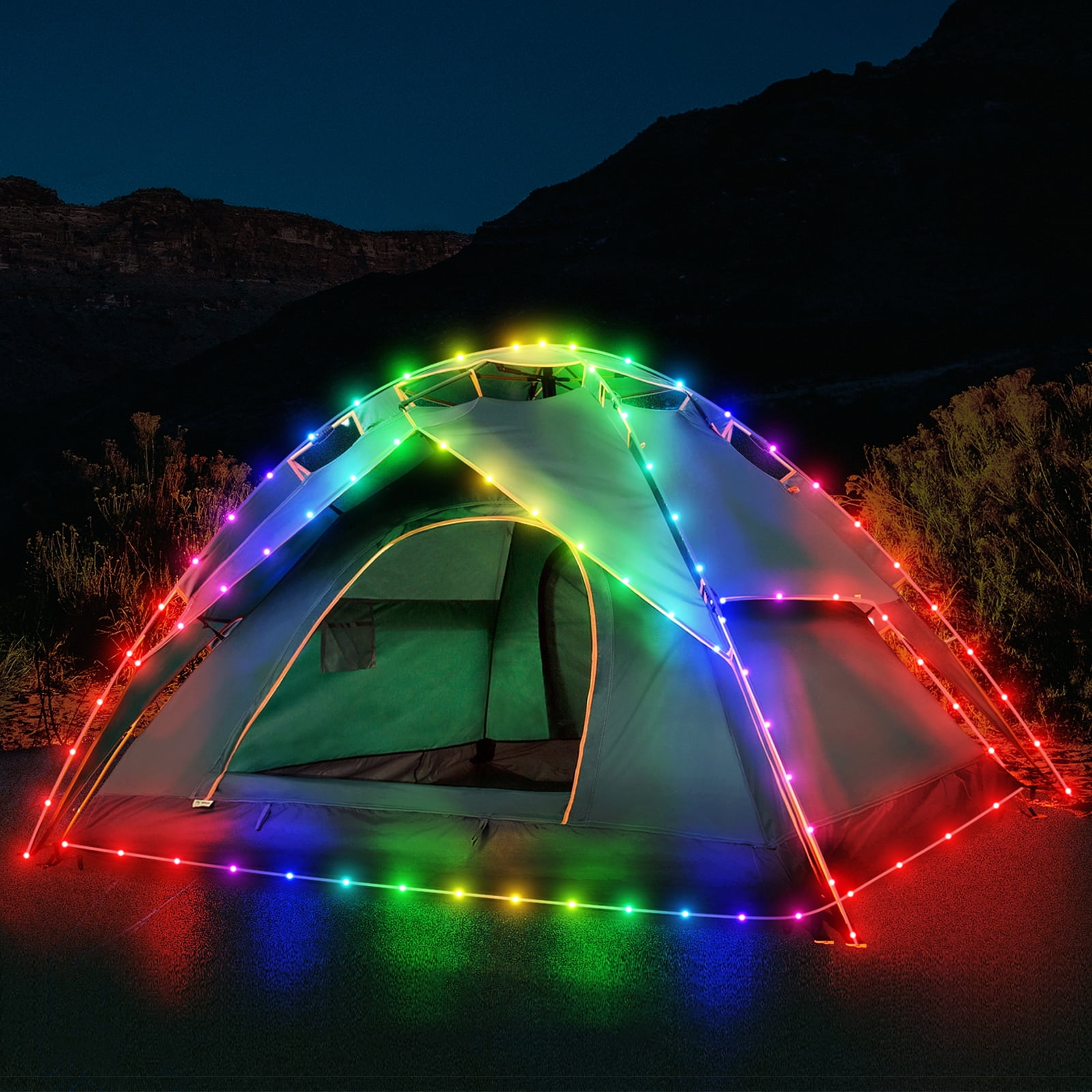 Camping Tent String Lights, 8 Flashing Modes Colorful LED Decorative Camping  Tent Rope Lights Battery Operated with Remote Control, 40 ft Outdoor  Waterproof Light Great for Camping, Canopy, Hammock 