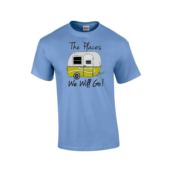 Camping The Places We Will Go! Adult Short Sleeve T-shirt-Carolina-Large