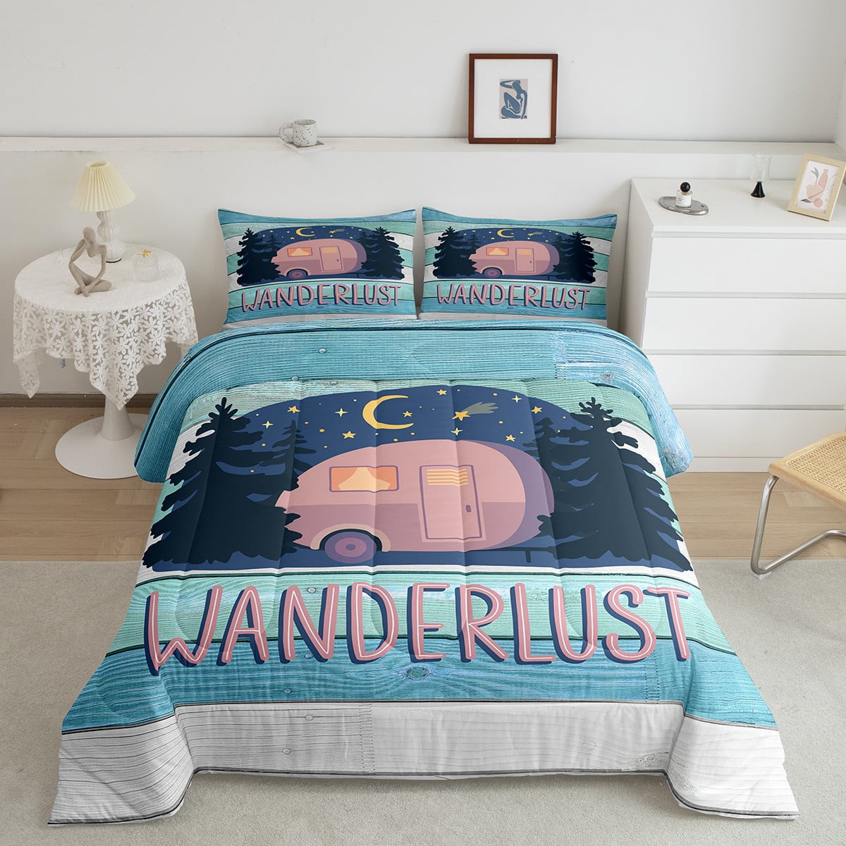 Camping Theme Bedding for Boys Teens Girls Kids, Camper Comforter Set