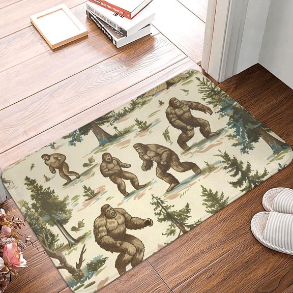Camping Themed Durable Soft Front Door Welcome Mat Indoor Outdoor Rubber Floor Mat 16 x 24 Inch