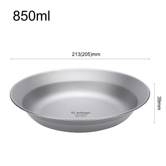 Camping Titanium Tableware Plate Bowl Dish Outdoor Tableware Ultralight Cookware 850ml