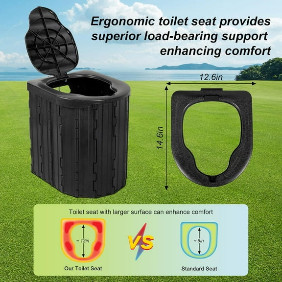 Camping Toilet Kit with Pop Up Privacy Tent, X Large Portable Folding Toilet Potty for Adults, Outdoor Camp Shower Tents,Changing Room with Carry Bag