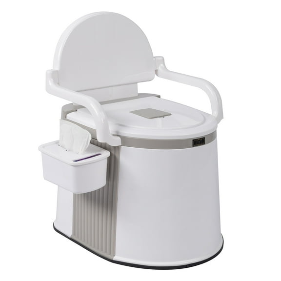 Camping Toilet, Portable Potty with Backrest and Handrail, Car Travel RV Toilet w/5 Gallon Bucket Inner for Camping, Hiking, Truck, Boating, Road Trips, Beach