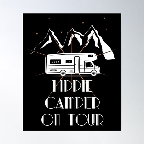 Camping Tour Caravan Camper Hippie Poster Wall Art, Modern Wall Decor, 16x24 UNFRAMED