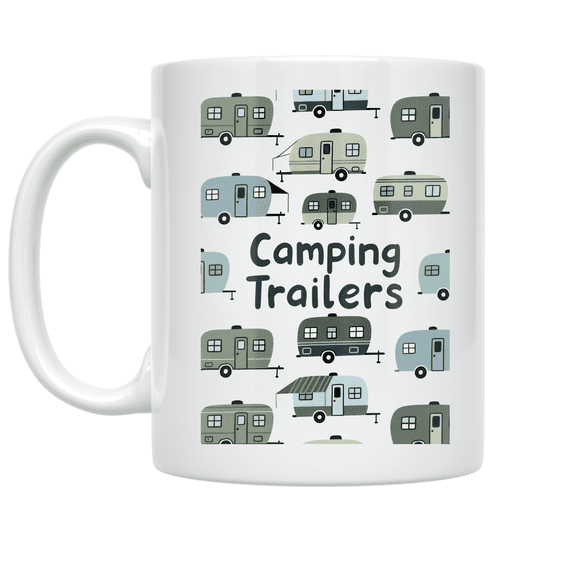 Camping Trailers Adventure Design - Camping Enthusiast - 11 oz Ceramic Coffee Mug