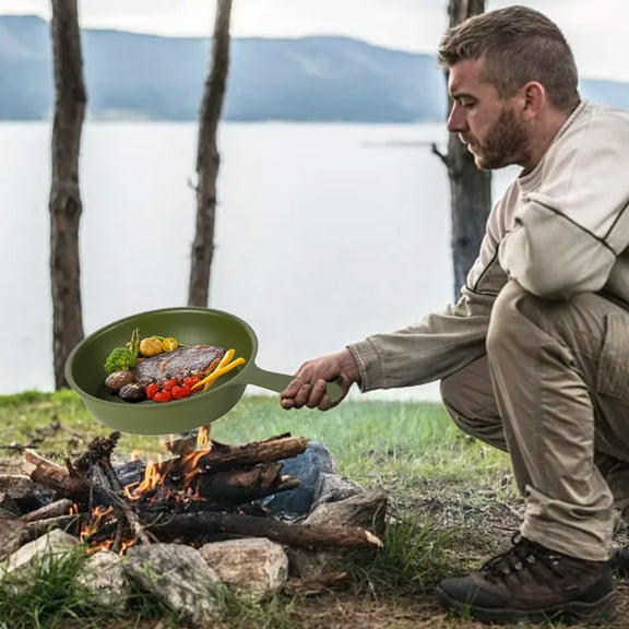 Camping Tray Picnic Plate, Stainless Steel, Portable Tableware with Handle, Durable Outdoor Cooking Tool, Easy-clean Dishwasher Safe Design, Topliu