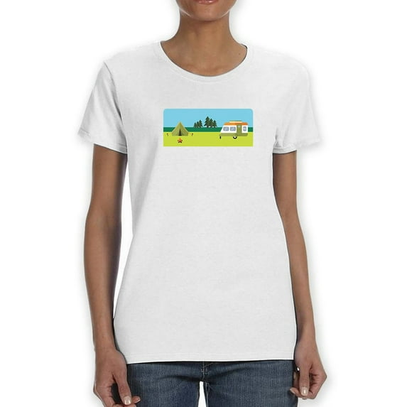 Camping Trip Graphic Women White T-Shirt, Female XX-Large