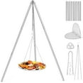 thumbnail image 1 of Camping Tripod Grill Grate(17” Dia.), Heavy Duty Stainless Steel Openfire Tripod with Over Firepit Rack Camp Equipment, Adjustable Height Stand for Outdoor BBQ Cooking Grilling, 1 of 8