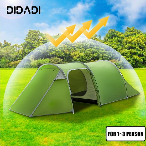 Camping Tunnel Tents for 3 Person,DIDADI Lightweight Waterproof &ANTI UV Tunnel Tent with One