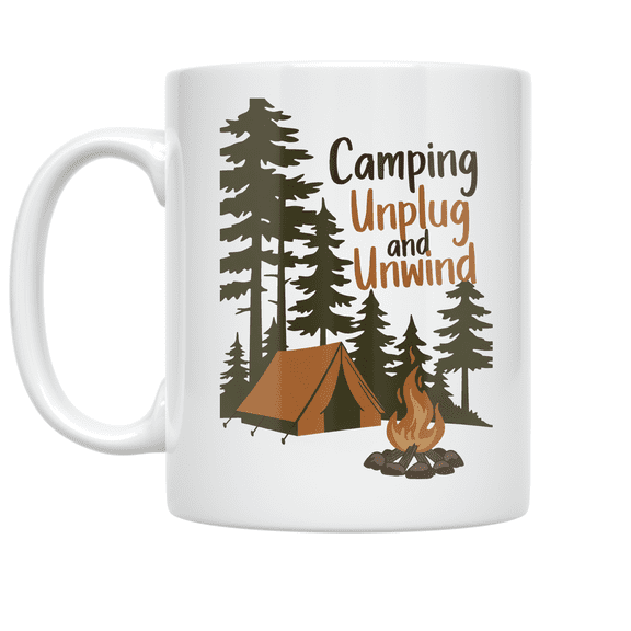 Camping Unplug and Unwind - Nature Lover - 11 oz Ceramic Coffee Mug