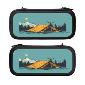 Camping Valley, Carrying Case For Nintendo Switch & OLED Version, Eva Lightweight Shockproof Protective Pouch Case for Game Console & Accessories with 10 Game Card Slot & Wristband, Black