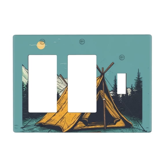 Camping Valley Switch Cover Decorative Wall Plate 3-Gang 2-Decor 1-Toggle Standard Size