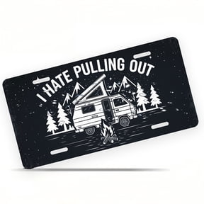Camping Van Quote Front License Plate, Metal License Plate, Funny Standard Plates Personalized Novelty Decorative For Men/Women/Boys/Girls Car 6×12 Inch
