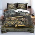 thumbnail image 1 of Camping Vehicle Bed Sets Jungle Trees Comforter Cover Birds Quilt Cover Cars Geometric Lattice Bedding Set with Zipper Closure Duvet Cover with 2 Pillowcase, 1 of 4