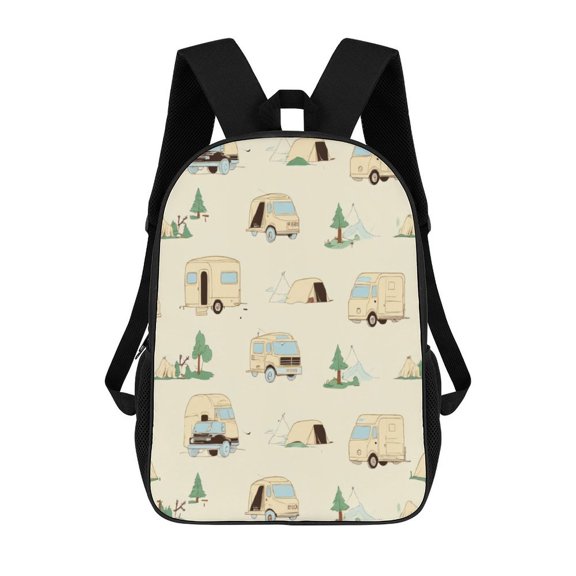Camping Vehicles Pattern 17in Backpack 3D Print Student Large Capacity