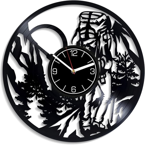 Camping Vinyl Record Wall Clock Camping Vinyl Clock Gift for Men Hobby Wall Clock Modern Sport Home Decor Camping Gift Hobby Clock Camping Wall Art 12 inch Wall Clock