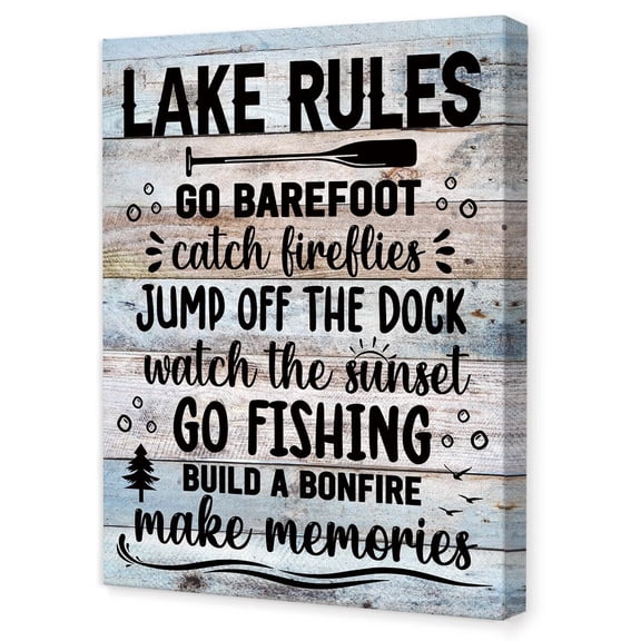 Camping Wall Art,Lake Rules Canvas Wall Decor RV Wall Art for Inside Camper Cabin Lake House,Campers Gifts poster
