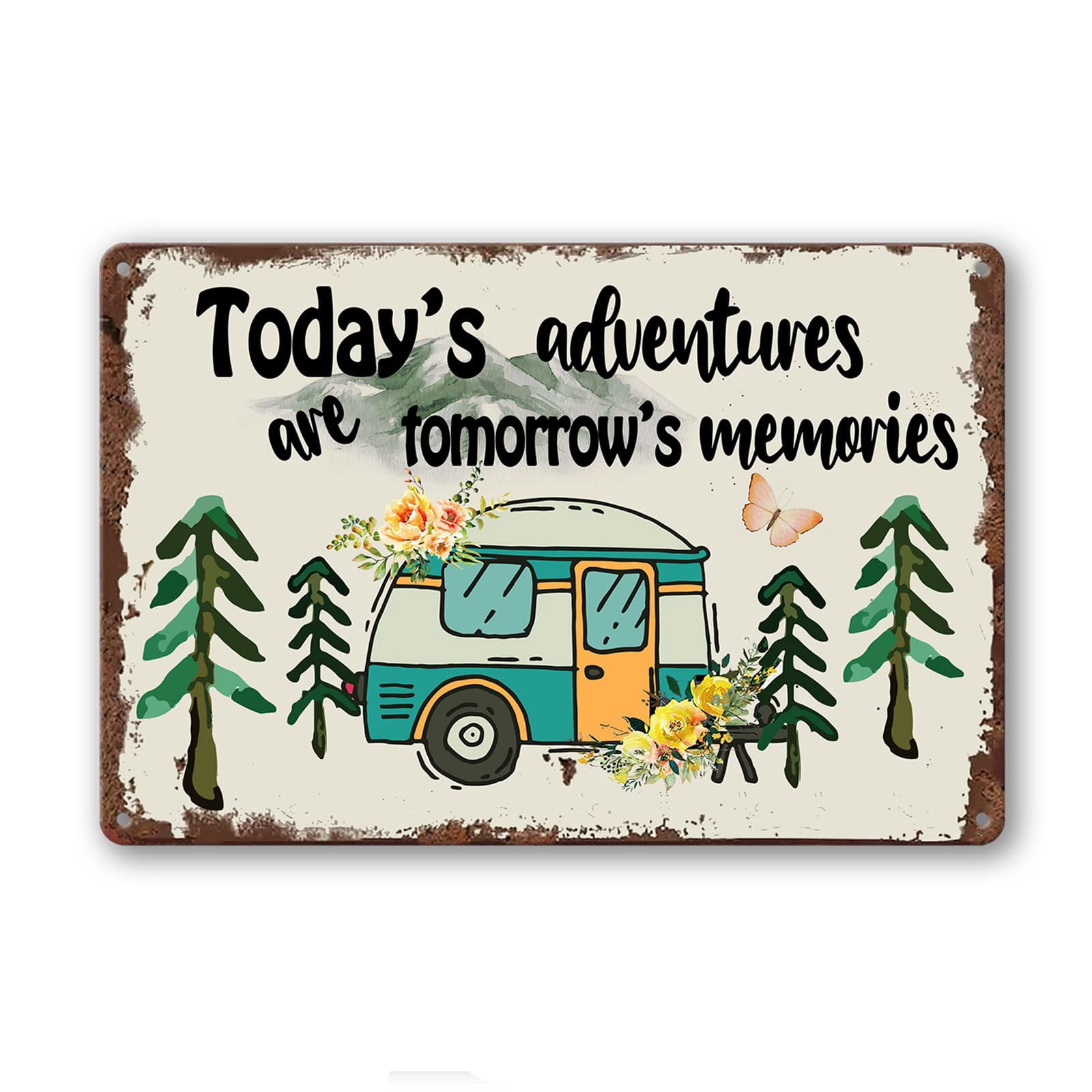 Camping Wall Decor Camper Adventure Tin ATT1Sign Rv Decorations For Inside Camper Happy Campers ...