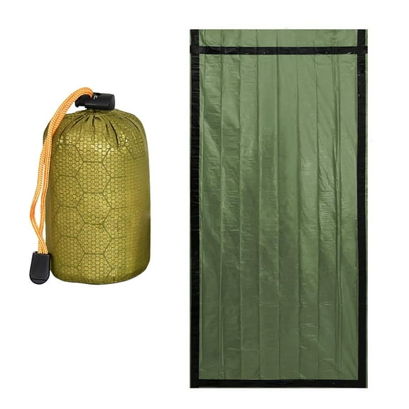 Camping Warm Emergency Sleeping Bag, PE Aluminum Film, Lightweight Foldable, Retains 90% Heat, Orange for Rescue, for Outdoor/Expeditions