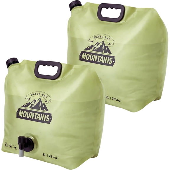 Camping Water Container 2 Gallon Collapsible Jug with Spout - Reusable BPA Free Plastic Flasks, Foldable Empty for Storage, Bag Outdoor Hiking Emergency Prep (2 Pack)