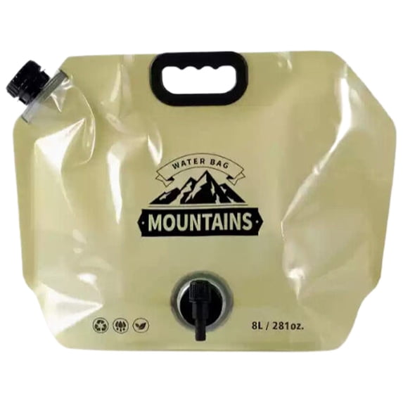 Camping Water Container 8L Collapsible Water Jug with Spout - Reusable Plastic Flasks, Foldable Empty Gallon Jug for Water Storage, Water Bag for Outdoor Hiking Emergency Prep (Khaki)
