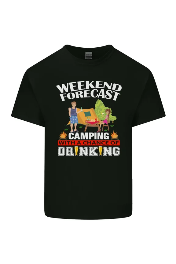 Camping Weekend Forecast Chance Alcohol Beer Funny Unisex T-Shirt Y3284, Up to Size 5XL