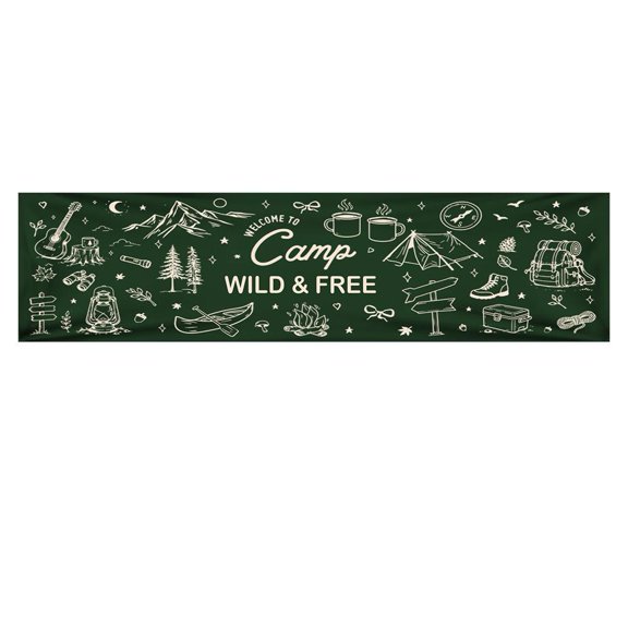 Camping Welcome Banner - Pongee Fabric Outdoor Decoration for Tent and RV Site