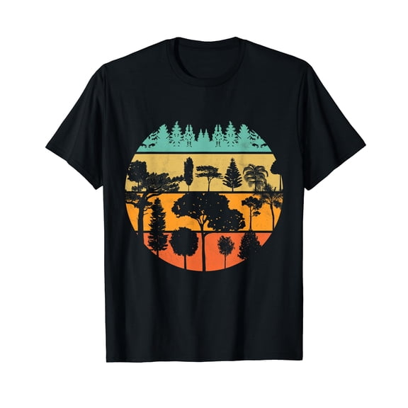 Camping Wildlife Shirt Camper Nature Lovers Forest Trees Short Sleeve Black T-Shirt