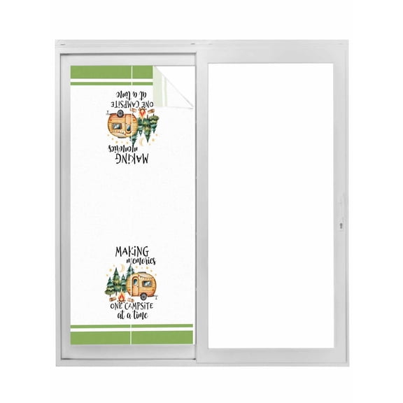 Camping Window Privacy Film, Fall Summer Nature Forest Car Tree Moon Static Cling UV Sun Blocking Tint Film Heat Control Windows Films for Bedroom Bathroom, Window Stickers 17.7"x39.3"