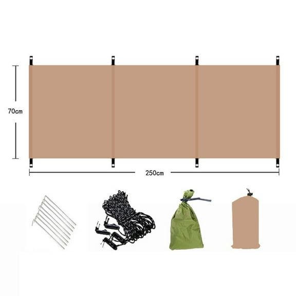 Camping Windscreen 210D Oxford Portable Windshield for Outdoor Cooking BBQ Picnic Hiking, Wind Blocker with Ground Spikes Ropes Storage Bag, Green Yellow White(yellow(no pole))