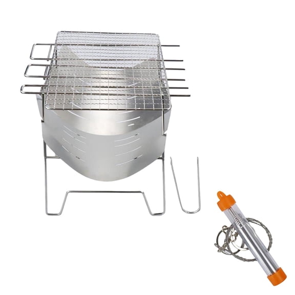 Camping Wood Stove Grill Folding Stainless Steel Firewood Buring Stove for BBQ