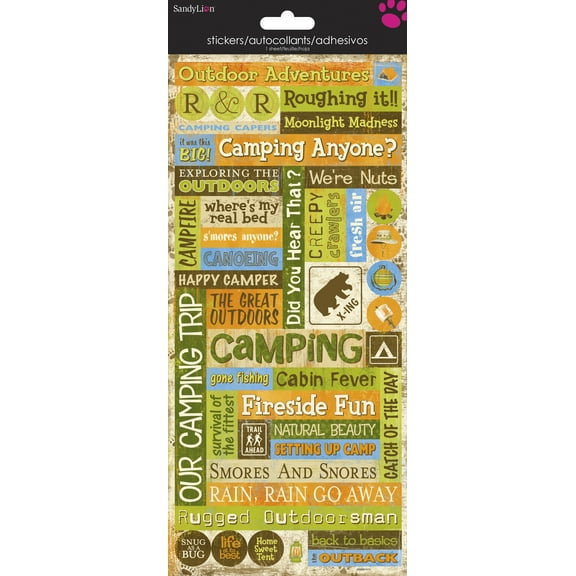 Camping Words Paper Craft 5.5" x 12 Sticker - Paper