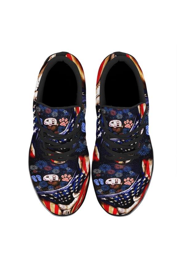 Camping World American Flag Shoes Women's Fashion Sneakers Tennis Running Shoes for Men Women Black Size 8.5