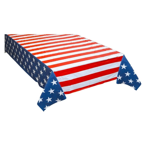Camping decorations, Party decorations, Waterproof Tablecloth Plastic, Rectangle Tablecloth, 4Th of July decor, Outdoor American Flag Display, Patio Gatherings, 52X100 in, 1 Pc